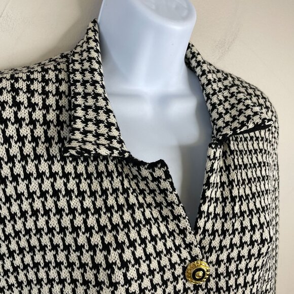 Vintage Alnoral Academia Houndstooth Old Money Cardigan Sweater Sz L Wool Blend - Picture 5 of 11
